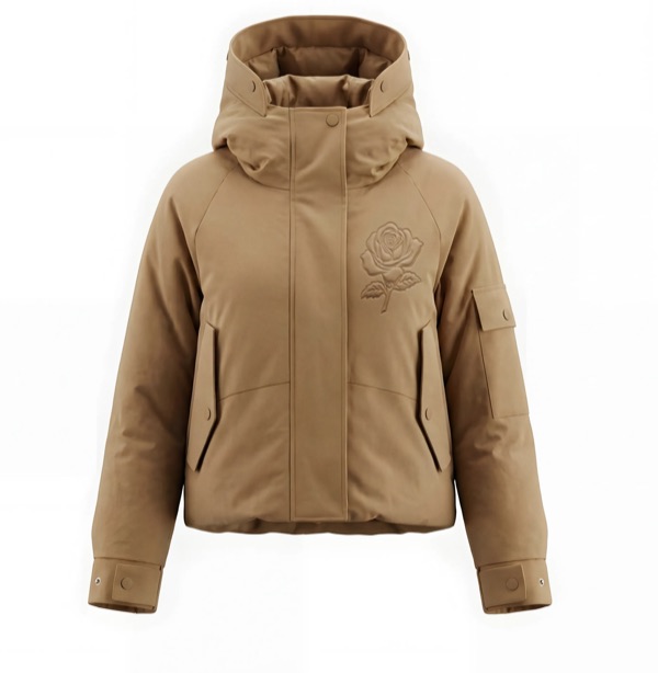 Rose Embossed Coat in Camel