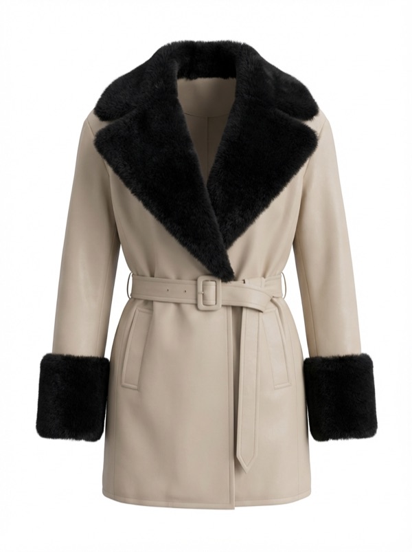Fur-Collar Coat in Ivory