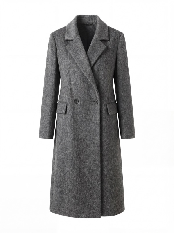 Embroidered Coat in Grey